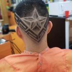 skin fade y diseño de estrella e lineas